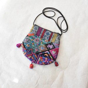 Embroidered fabric boho crossbody bag